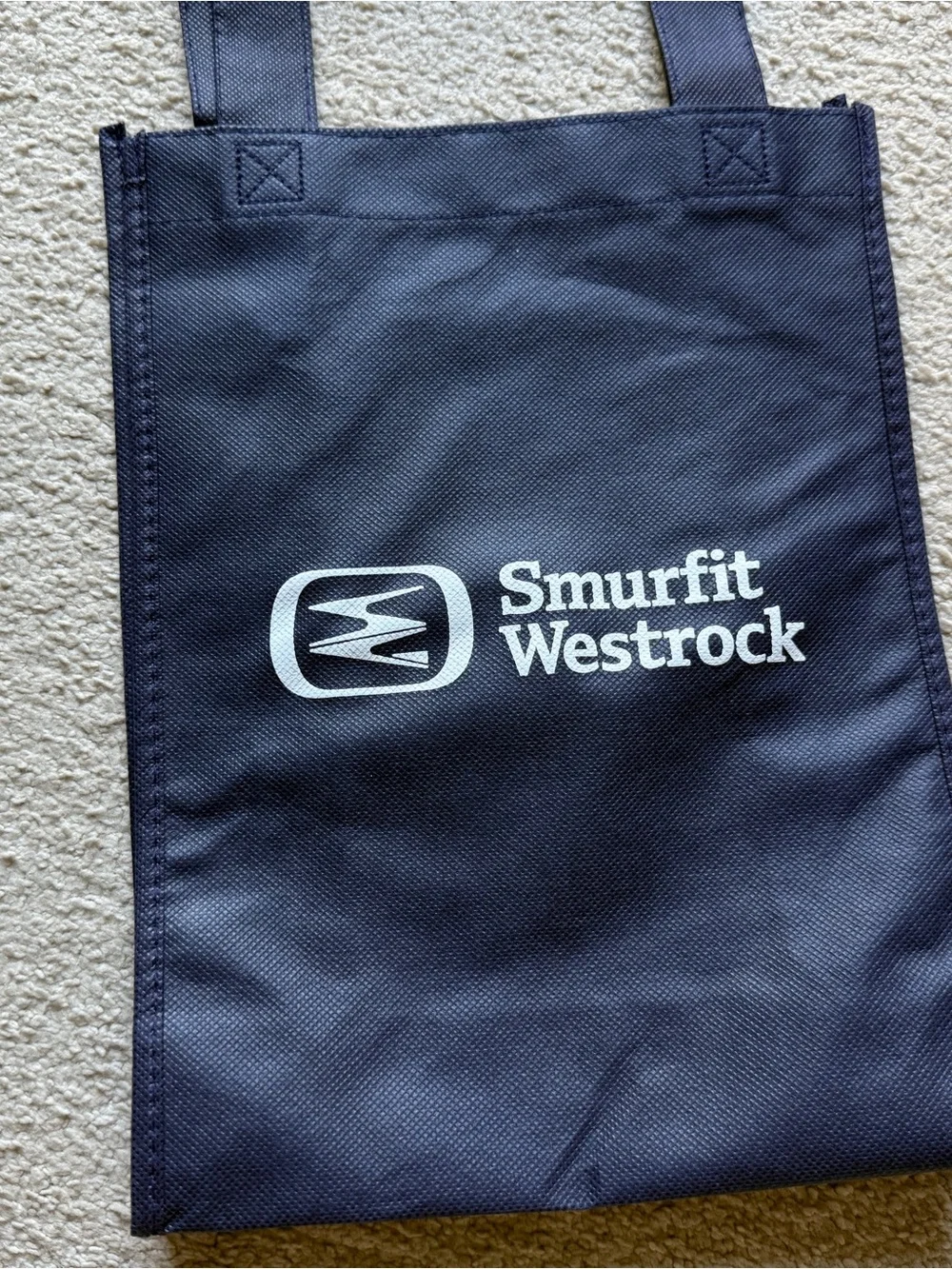 Smurfit Westrock Navy Blue Bag Tote Handles Storage New 12” X 9” X 4” Logo